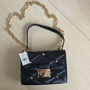 Michael Kors Black Mini Bag with Gold Chain